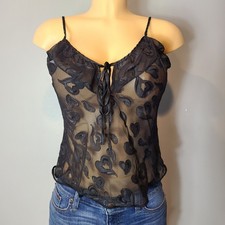 Vtg Y2k Secret Treasures Slip Sheer Top Babydoll Heart Fairy Grunge Whimsigoth