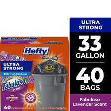 Ultra Strong 33 Gallon Trash Bags, Large Trash Bags, Black, Fabuloso Scent, 40 B