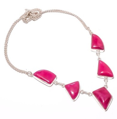 Ruby (Simulated) Gemstone 925 Silver Plated Jewelry Necklace 17.99'' TN4318-71