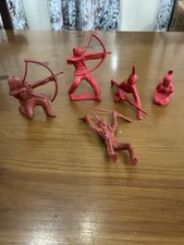 Tim-Mee Toys Vintage Red Plastic Cowboy  Western Figures Set