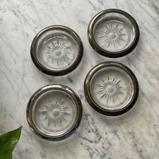 VNTG Partia 4 Frank M Whiting & Co Srebrna płyta Obręcz Szklane podkładki 