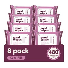 Goodwipes Flushable Butt Wipes 480 Pack Vitamin E Aloe Rosewater Septic Safe