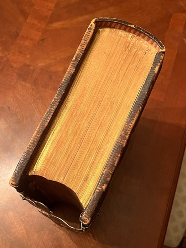 HUGE Antique Bible History Gunther Family Silver Clasps Gold Gilt Cover - Picture 9 of 19
