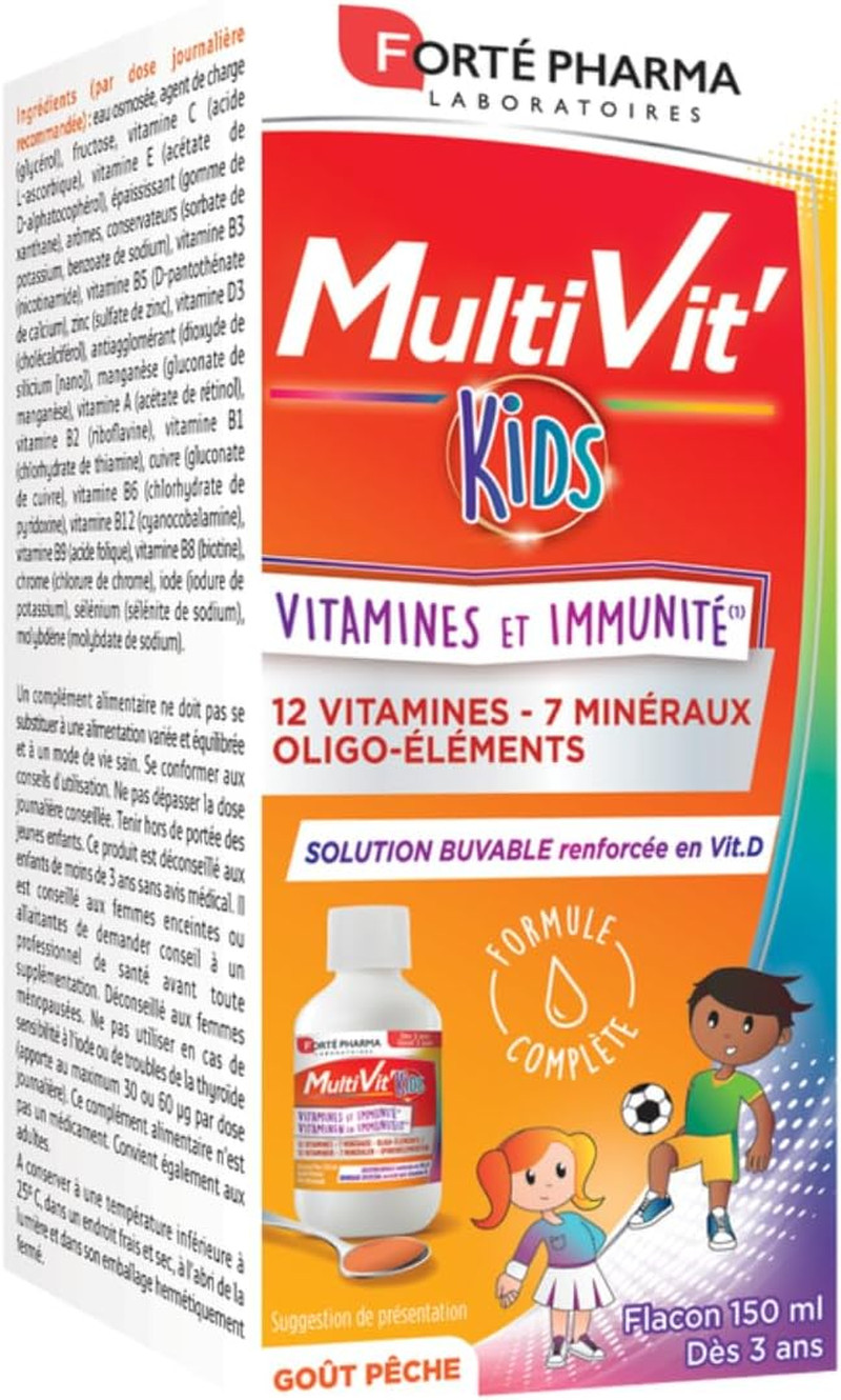 Multivit' Kids Défenses remédie à la baisse d'énergie des enfants grâce au sirop goût pêche