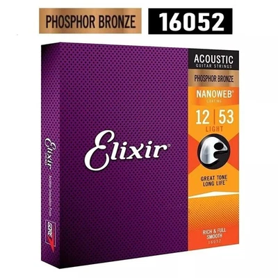 Elixir Nanoweb Phosphor Bronze 12-53 Acoustic Guitar Strings