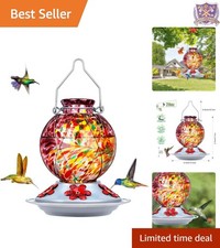 Glass Hummingbird Feeder 20oz Leak-Proof Hanging Outdoor Garden Decor