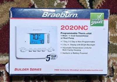 BRAEBURN 2020NC 2H/1C - 7-Day, 5-2 Day Programmable Thermostat 