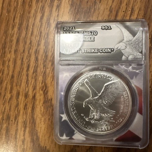 2021 Ms70 Silver Eagle Type 2 First Strike Rare!