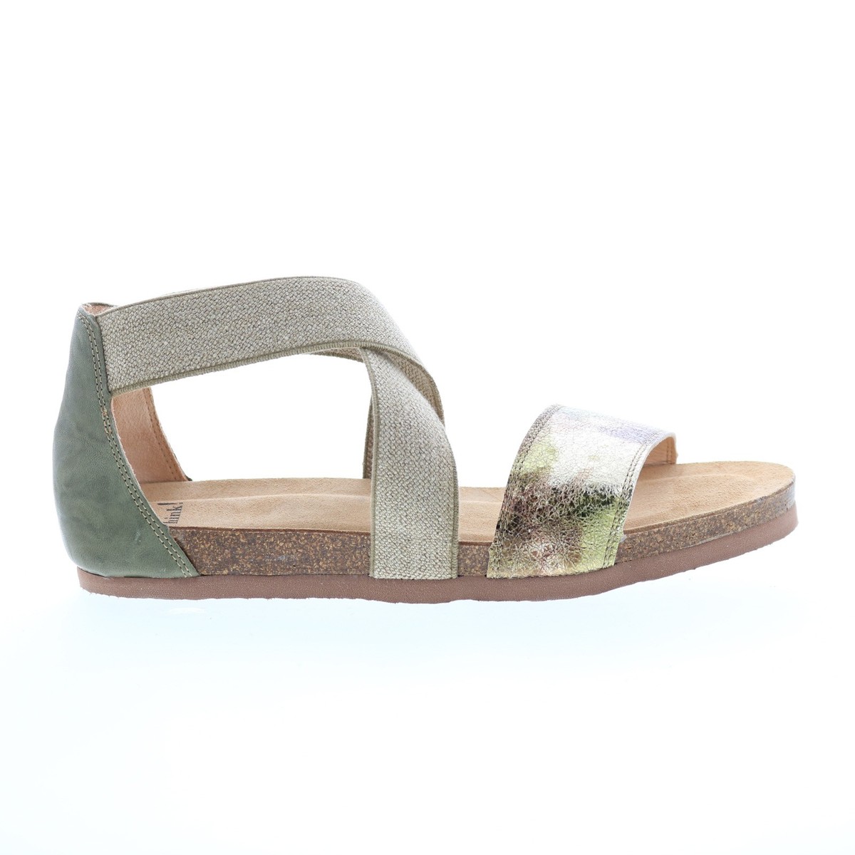 Think! Shik 82593-I63 Womens Green Leather Slip On Strap Sandals Shoes