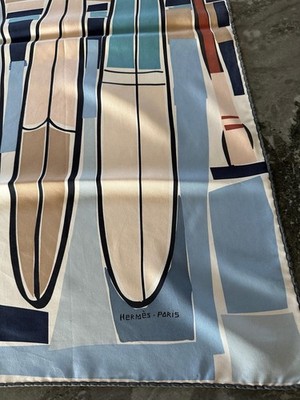 HERMÈS Damen Seidentuch Twill Doubleface Mehrfarbig Geometrisch Meer