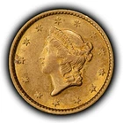 1853 $1 Liberty Head Gold Dollar - Luster - Authentic US Coin - AU/UNC - G6492