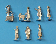 Ancien jouet plat d'étain figurine décor tour château arbre Germany