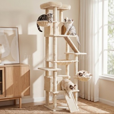 81in Tall Sturdy Cat Tree for Indoor Cats Large Adult, Big Cat Tower for Big Cat