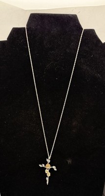 M.S. Co 12k-925 Black Hills Tricolor Rose & Leaf Branch Pendant On 17  925 Chain