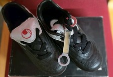 Boys uhlsport Pacer Black & Silver Lace Fastening Football Boots UK 10 Childs