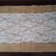 LACE BURLAP TABLE RUNNER 14x89 Rustic Natural Country Wedding Catering Boho Chic