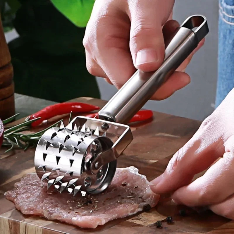 Stainless Steel Meat Tenderizer Hammer Roller Steak Pork Kitchen Tool