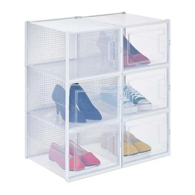 Boîte à chaussures casiers empilables aération pliable boîte à sneakers 6 pièces - Photo 1/4