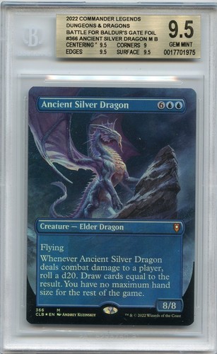 GEM Mint BGS 9.5 (w/ subs) Foil Ancient Silver Dragon (Borderless) CLB MTG