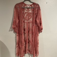 LC Lauren Conrad Lace Caftan Open Kimono Cardigan Duster Floral One Size Boho