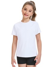 Girls Athletic Shirts Short Sleeve Active T-Shirts,Basic Tee Tops,Sports Acti...