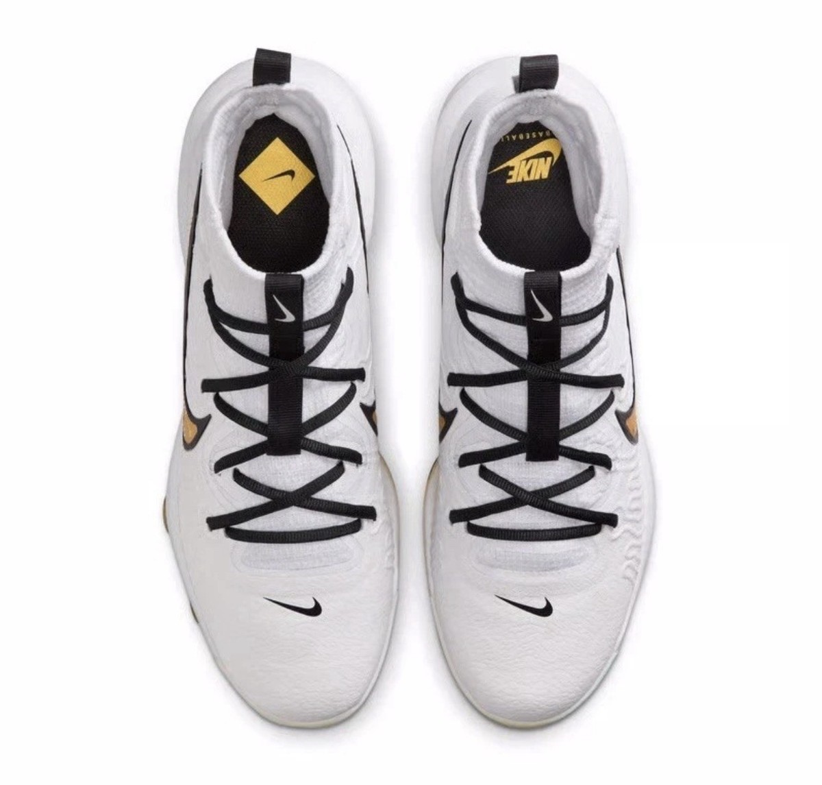 Nike Alpha Huarache NXT MCS White Gold Baseball Cleats 