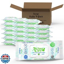 All Clear Care Baby Wipes, Bulk Unscented Wipes for Sensitive Skin, Large Sof