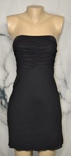 KIRIOUS Black Strapless LBD Dress Small Ruched Bodice Stretch Polyester Lined