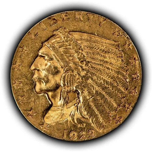 1929 G$2.50 Indian Head Gold Quarter Eagle - Authentic US Coin - AU - SKU-G5694