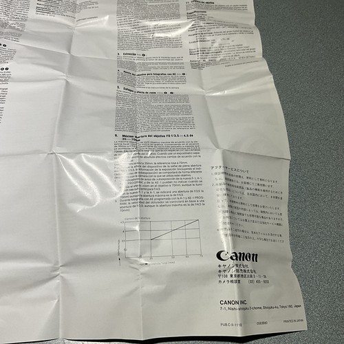 Canon "FD 35-70mm 1:3.5-4.5" Zoom Lens INSTRUCTIONS PAMPHLET ONLY - 第 11/11 張圖片