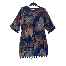 Trina Turk Floral Fringe Trim Dress 8 Womens Office Classy