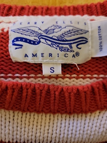 Perry Ellis America American Flag Sweater Stars Stripe Size Small - Picture 9 of 17