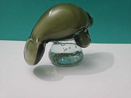 Vintage Art Glass Manatee Hand Blown Sculpture Sea Cow Sirenia Paperweight - Picture 5 of 10