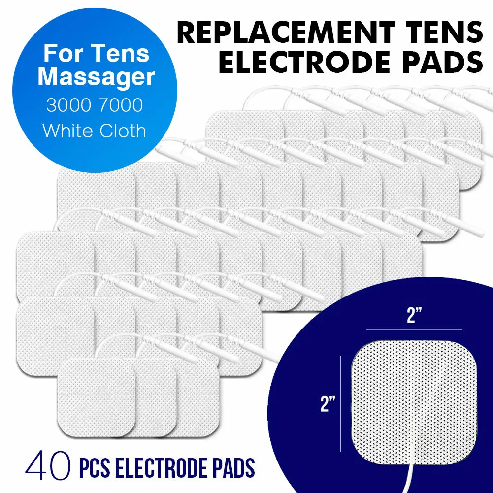 20 Electrode Pads EMS, Tens 7000, 3000 Units - 2x2 Inch White Cloth (5  packs of 4 each) 