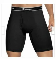 Champion Performance Stretch Boxer Brief Long Regular Mesh Dble Dry Black Gray