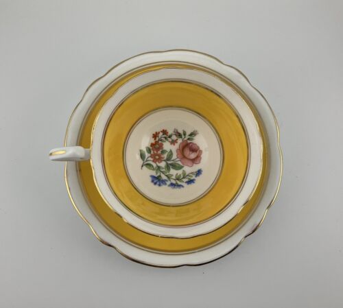 Yellow Aynsley China Tea Cup & Saucer - Picture 2 of 6