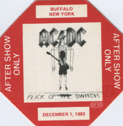 AC/DC 1983 Flick/Switch Tour Backstage Pass Buffalo - Picture 1 of 1