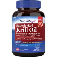 NatureMyst Krill Oil Professional Grade 60 Liquid Softgels Non-GMO Gluten in