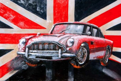 Aston Martin DB5 Sportwagen Union Jack Foto Bilddruck