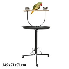 149cm Bird Stand Cage Parrot Playpen Gym Toy Play Perch with Wheels Cups