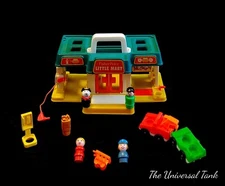 COMPLETE Vtg Fisher Price Little People 2580 Little Mart Groceries Shopping Cart