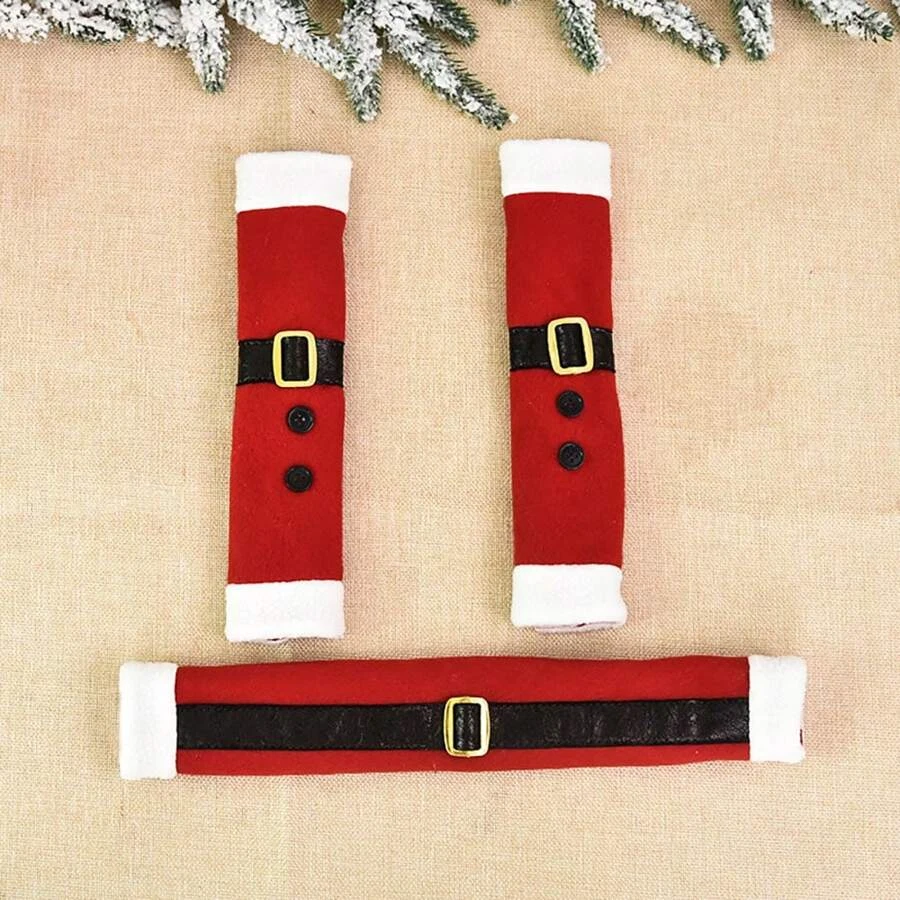 3pcs Christmas Refrigerator Handle Covers - Santa Theme Kitchen Decor - Image 2 of 4