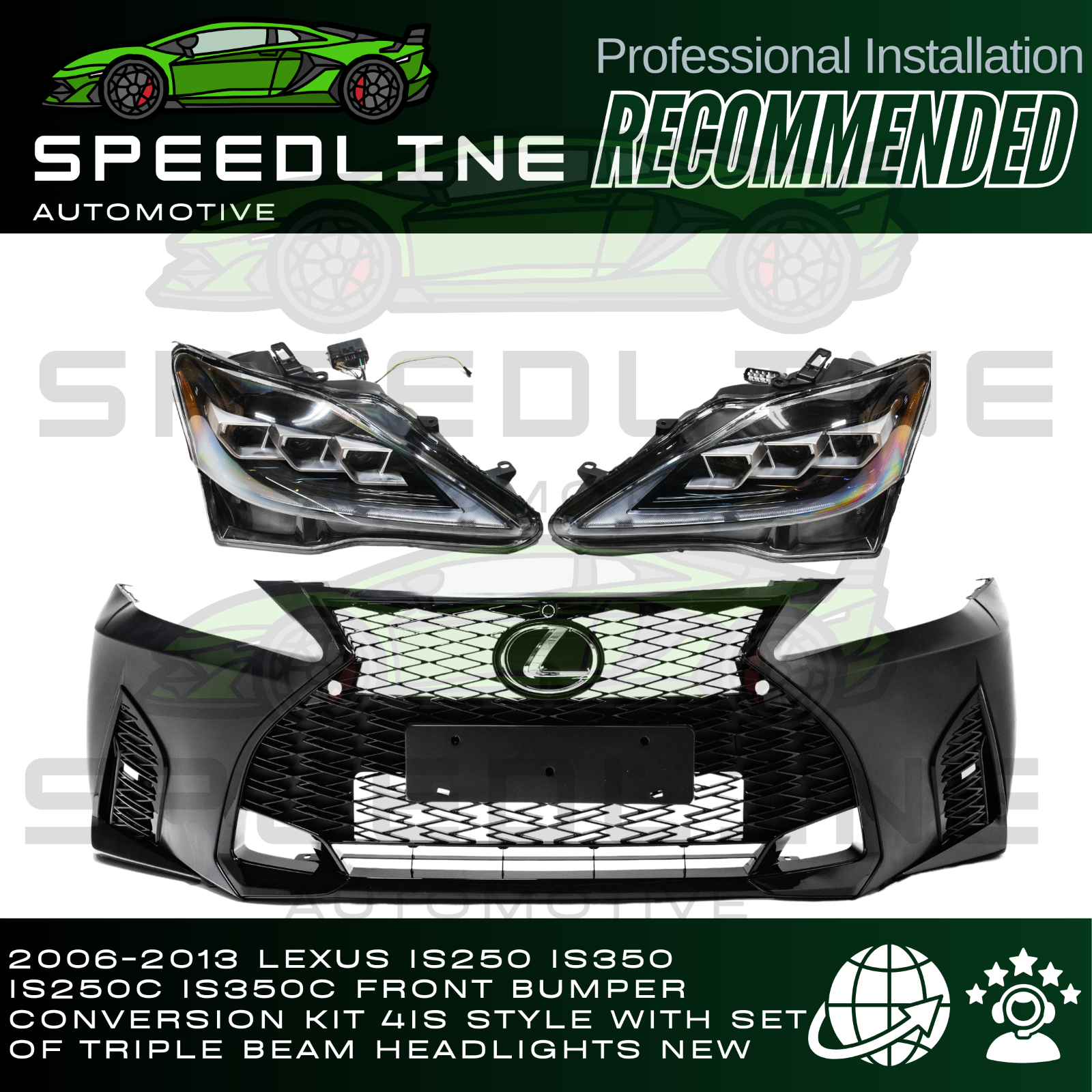 2IS to 4IS Bumper Conversion For 06-13 Lexus IS250/350/C Triple Beam ...