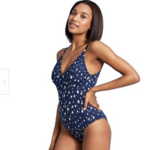 One Piece Swimsuit - Kona Sol Navy/White Polka Dot Print XL