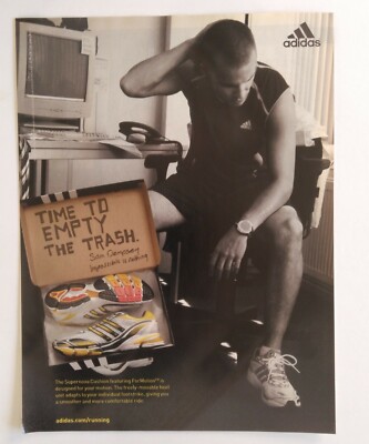 2008 Adidas Supernova Sneakers Promo Man At Computer Desk Photo Vintage Print Ad