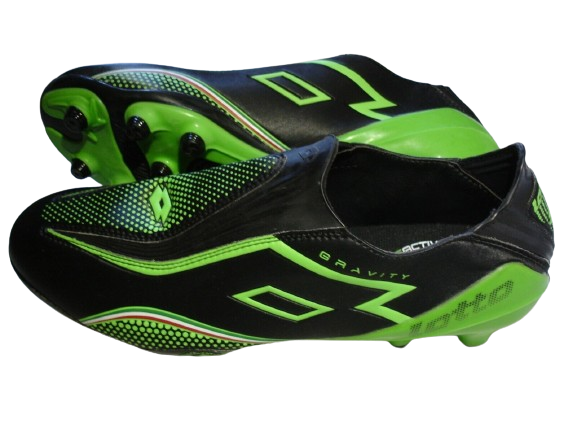 LOTTO ZHERO GRAVITY STIVALI CALCIO FG NERI VERDI US10.5 UK9.5 EU43 5 CM28