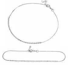 Sterling Silver Beaded Chain Anklet Bracelet