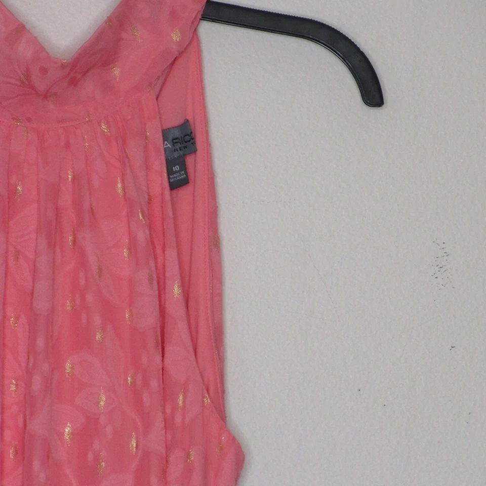 Donna Ricco Womens Halter Neck Tiered Sleeveless Tie Back Midi Dress Coral 10 B8 - Image 4 of 4