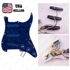 Prewired-Loaded SSS Pickguard Ceramic Pickups For Strat Blue Pearl&DBlue