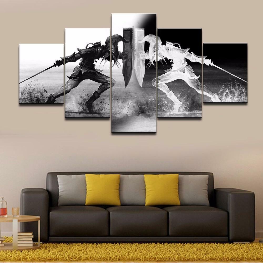 Legend Of Zelda Video Game Framed 5 Piece Canvas Abstract Wall Art
